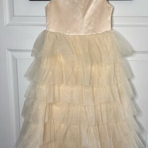 Elegant Cream Tiered Kids Dress